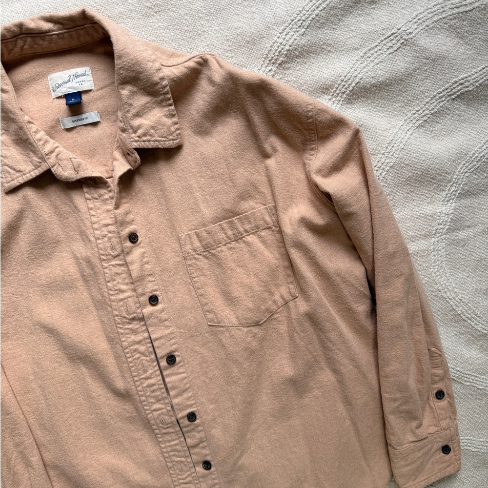 Universal Thread Tan Oversized Fit Button Down La… - image 1